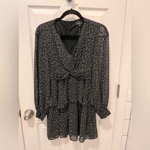 Tell You I Love You Black Floral Print Twist-Front Mini Dress